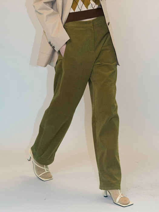 COURDUROY WIDE PANT - OLIVE