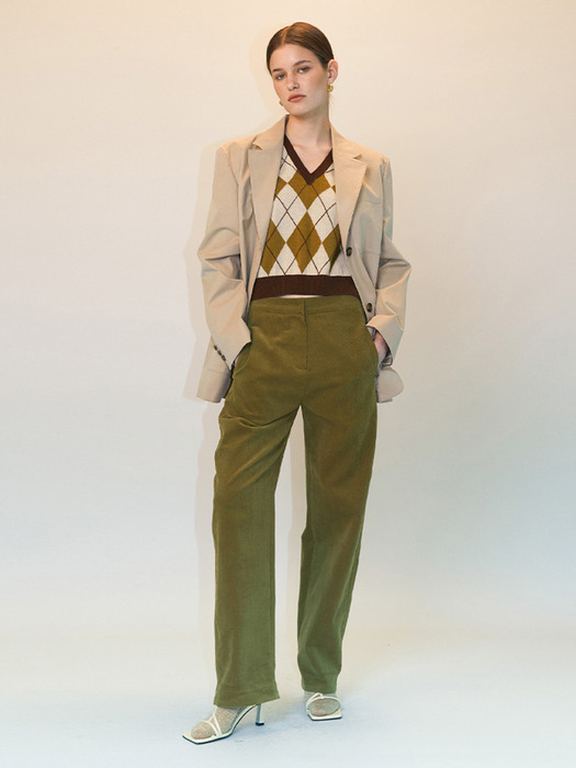 COURDUROY WIDE PANT - OLIVE