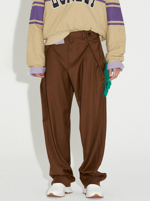 RELAXED BALLOON WOOL PANTS BROWN