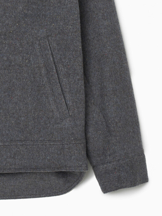 OVER FIT FLOWER WOOL SHIRT JACKET_GRAY