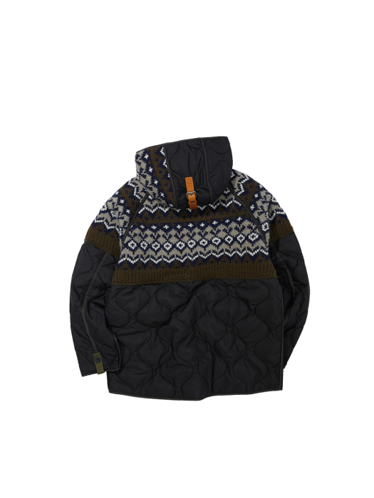 KNIT PATCH QUILTED JUMPER awa448m(BLACK)