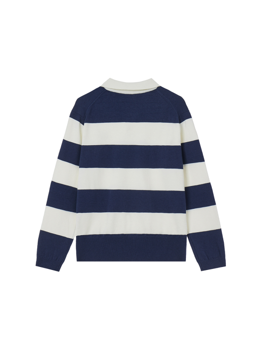 Textbook Stripe Collared Sweater Men - Navy