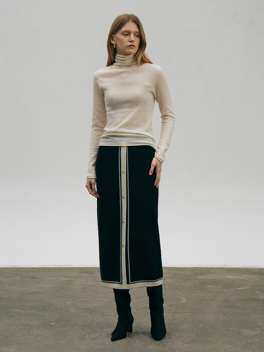 Color Block H-line Knit Skirt