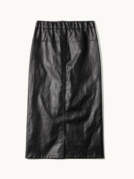 [리퍼브]leather Front slit midi skirt