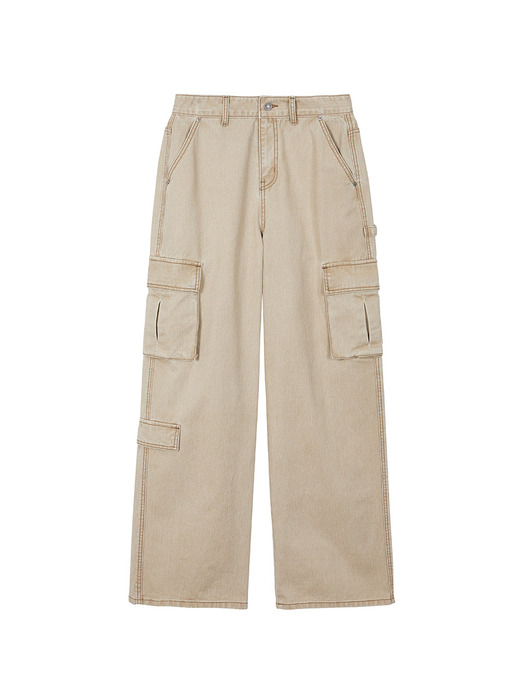 Cargo Denim Pants in Beige VJ3SL060-91