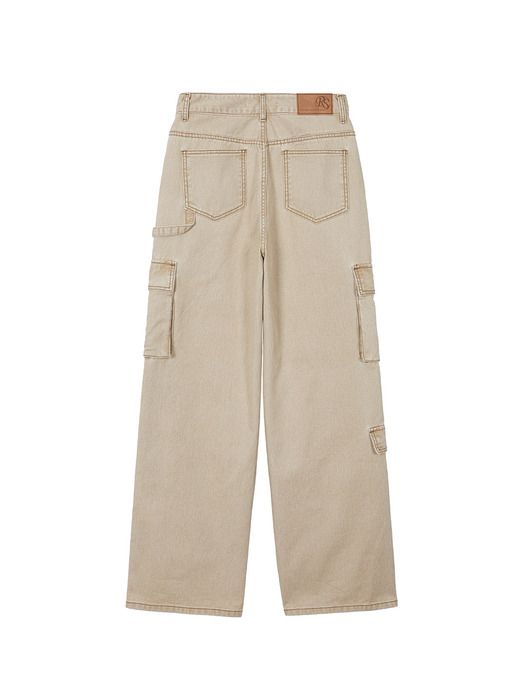 Cargo Denim Pants in Beige VJ3SL060-91