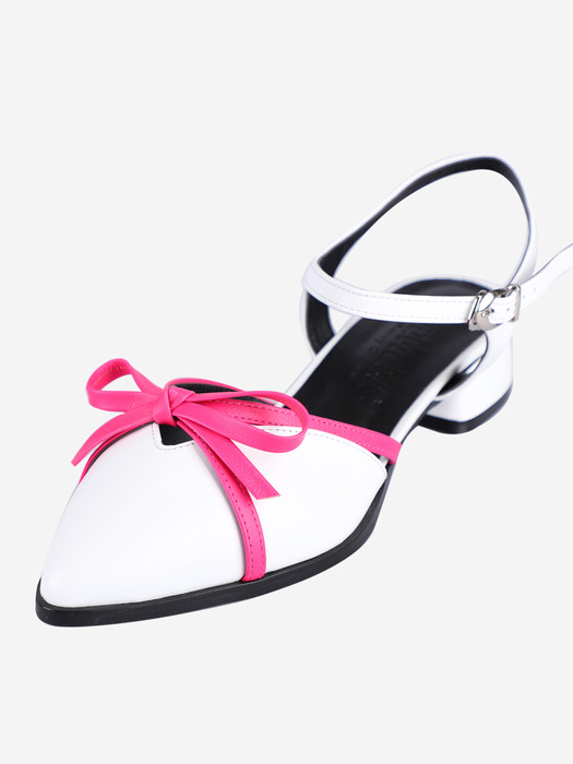 Ribbon-holic  Slingback Sandal 3cm/5cm _ White/Pink