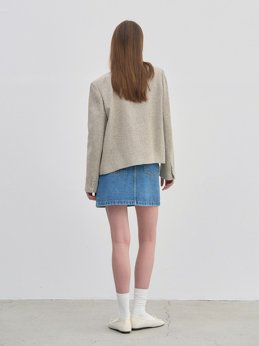 Tweed crop jacket Beige [N6SJK04]
