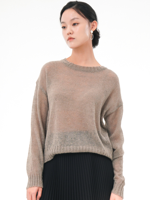 Round neck Rough Knit _D.Beige