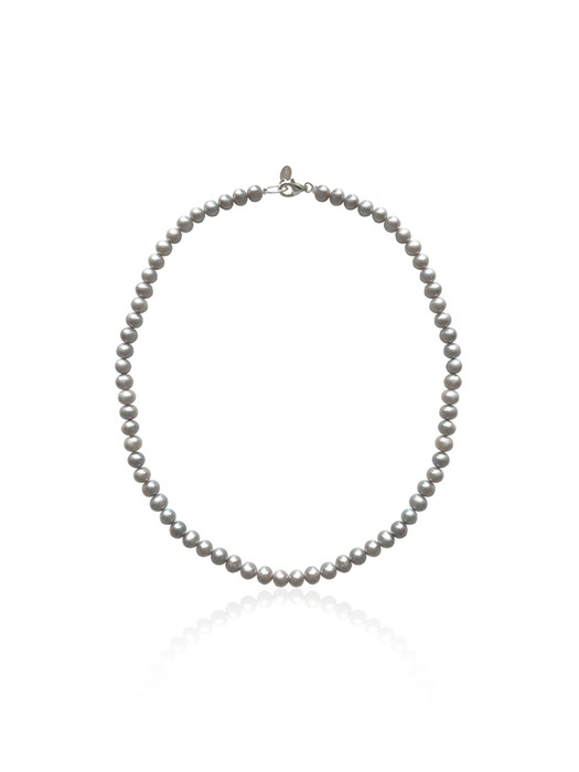 white gray pearl necklace (5mm) (Silver 925)