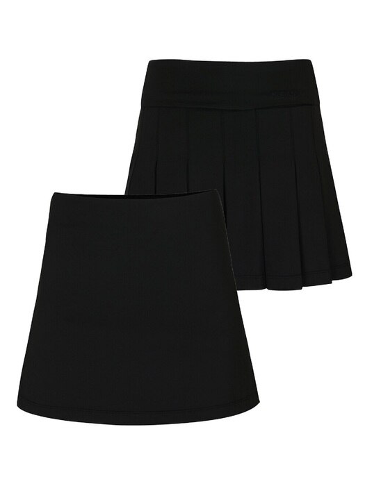 BACK PLEATED BANDING SKIRT W/INNER PANTS_Black