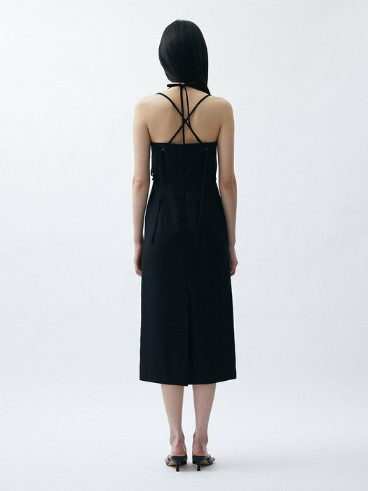 Eyelet Strappy Maxi Dress - Black