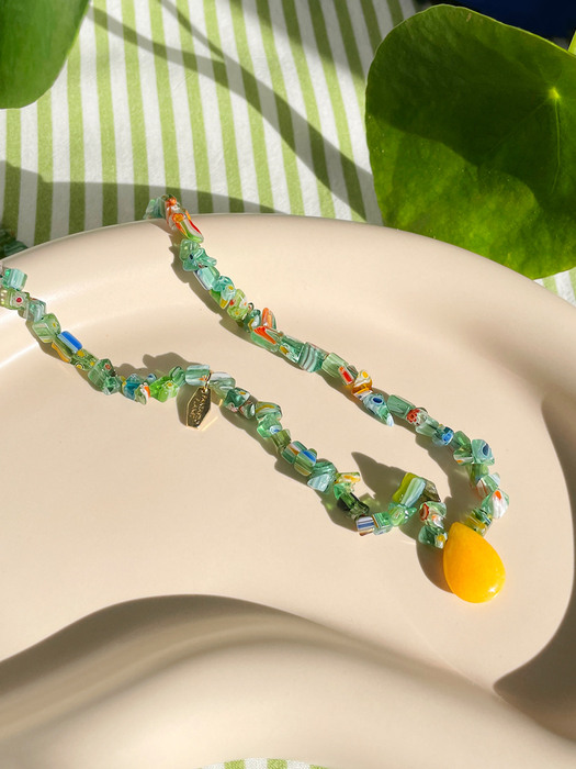 venezia glass necklace (GREEN)