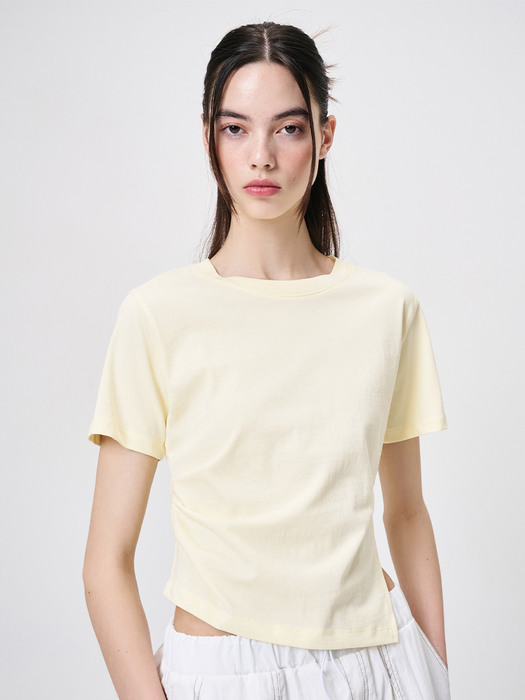 Slit Pintuck T-Shirt, Light Yellow
