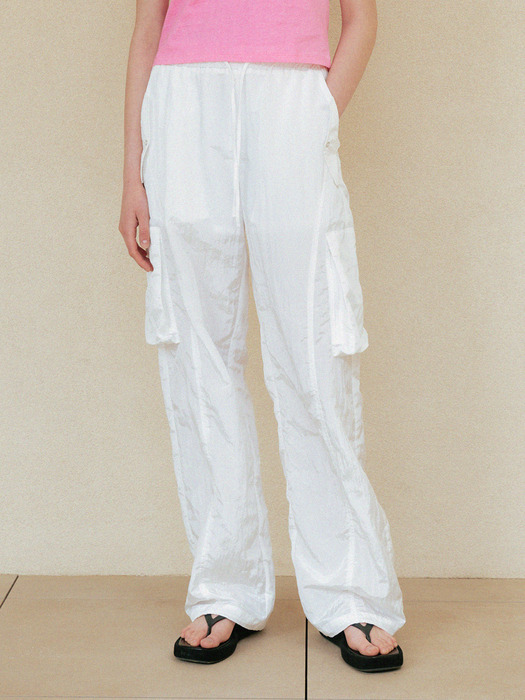 cargo string banding pants (white)