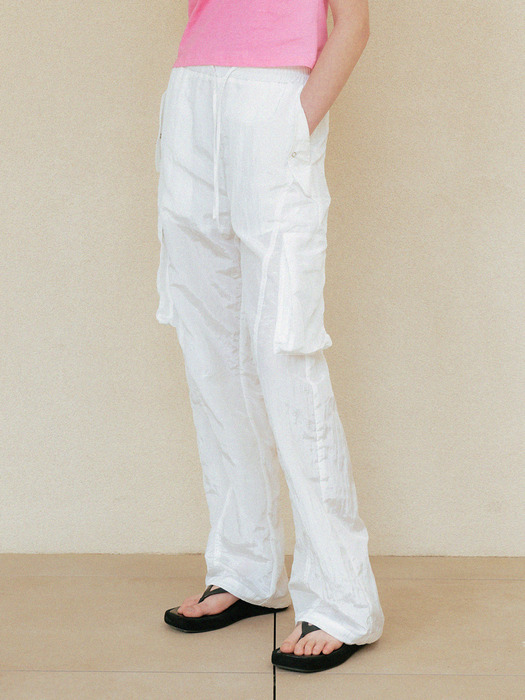 cargo string banding pants (white)