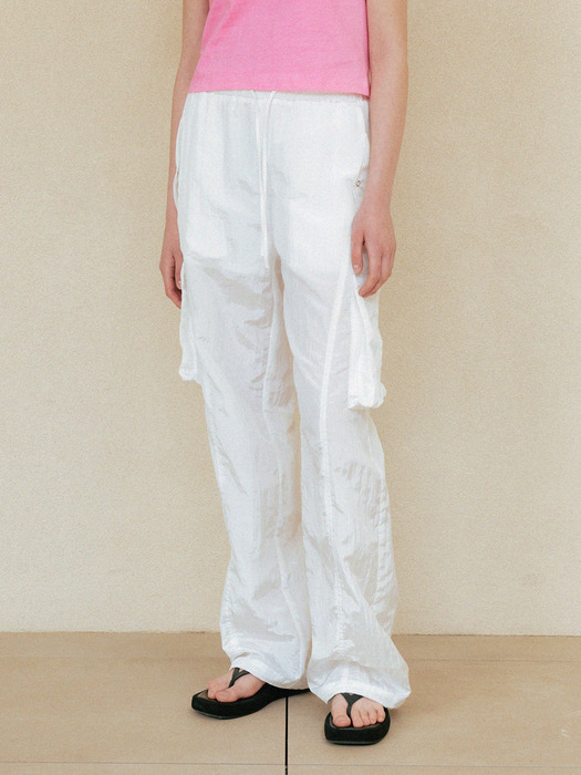 cargo string banding pants (white)