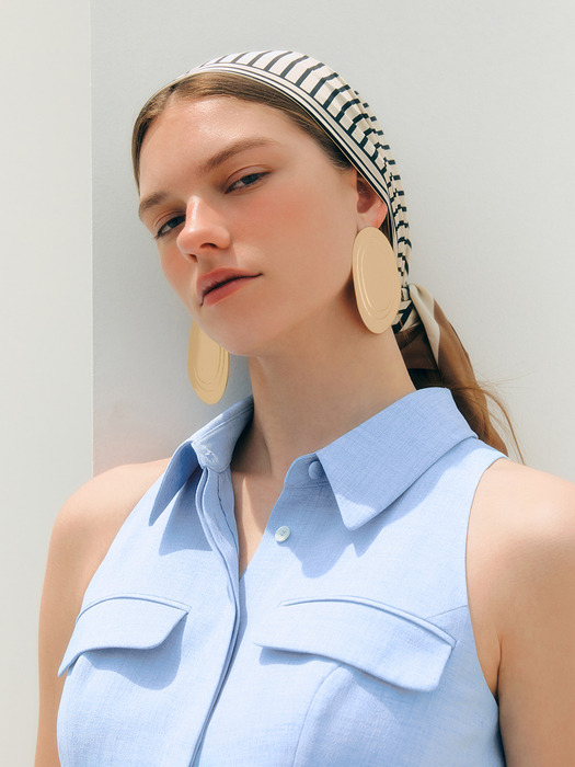 JASMINE Halter neck shirt collar jumpsuit (Ice blue)