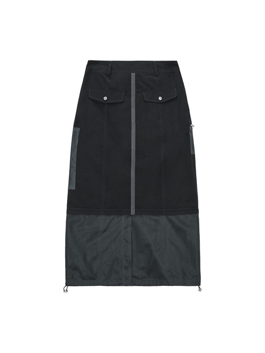 Matin Kim마뗑킴]NYLON MIX POCKET MAXI SKIRT IN BLACK