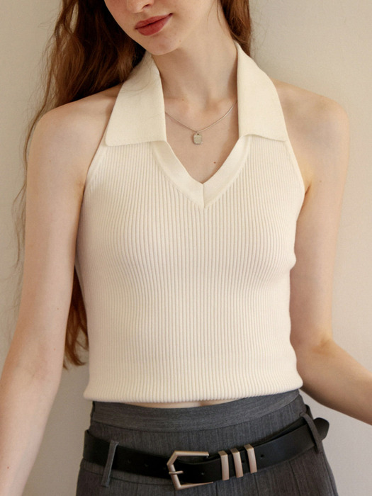 Cest_Chic white halter neck top