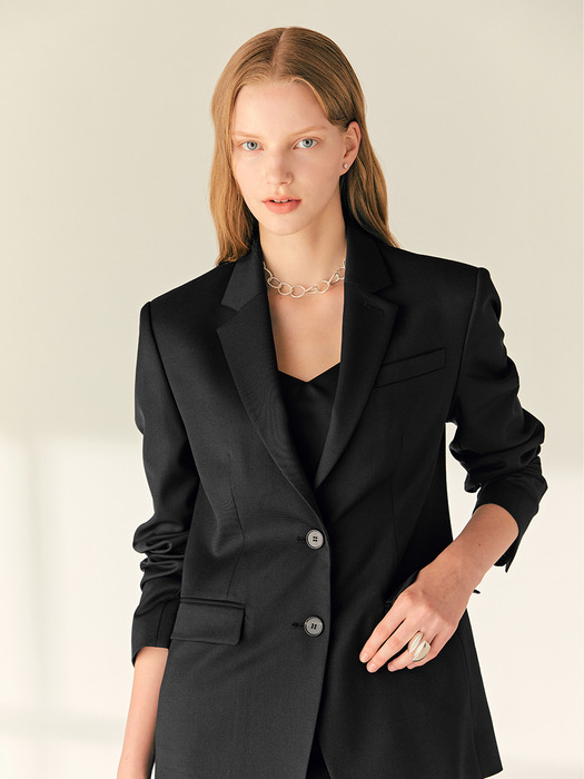 KIRSTEN Over-fit single breasted wool blazer (Black)
