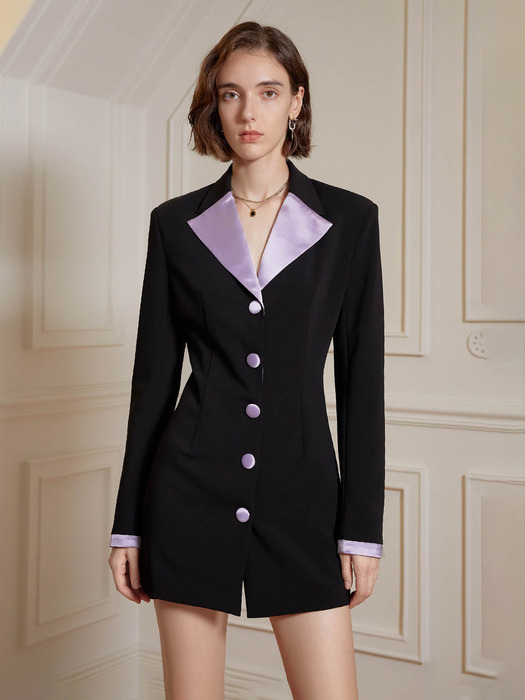 YY_Purple collar point suit dress