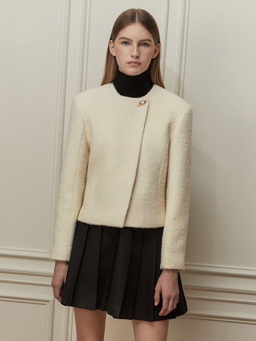 Asymmetric Wool Jacket_Ivory