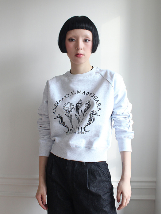 Shell Flower Sweatshirt (ICE MELANGE)