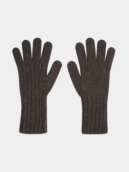 Textured Touch Gloves_Melange Brown