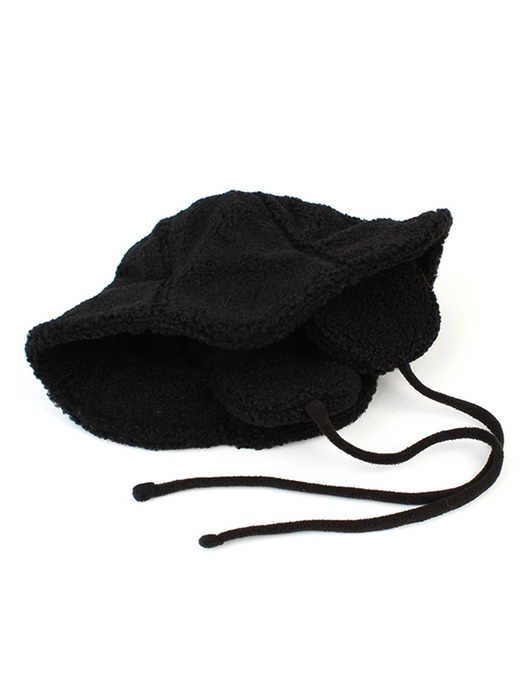 Fleece Black Earflap Bucket Hat 귀달이모자