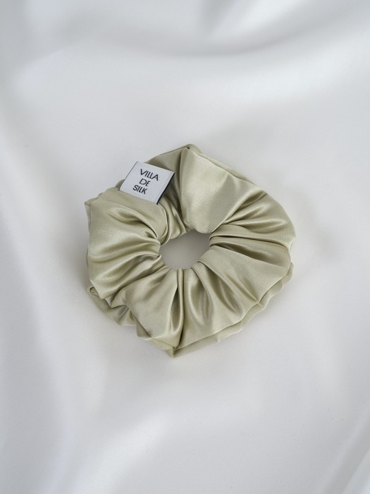 High density 100% silk scrunchie ( Light khaki/ Camel / Vintage blue )