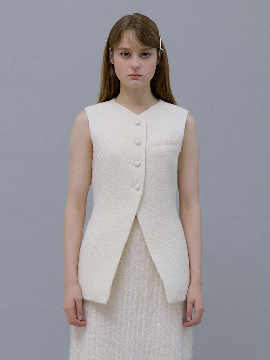 Wool Tweed Vest (Ivory)