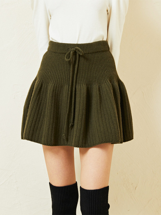 Super Fine Merino Wool Flared Knit Mini Skirt
