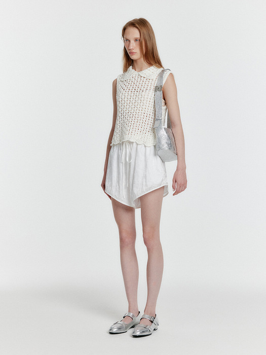 YELT Cable Knit Collared Top - Ivory