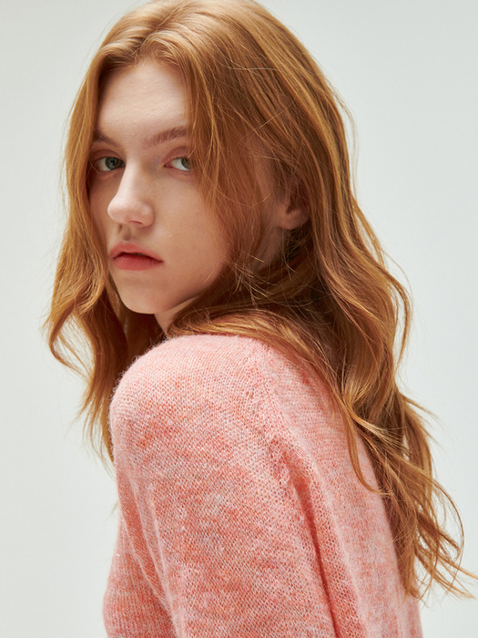 multi mohair embroidery cardigan-pink