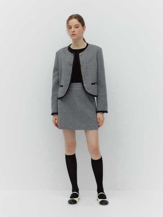 classic tweed skirt - dark gray