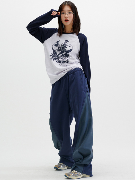 INCISION WIDE SWEAT PANTS [NAVY]