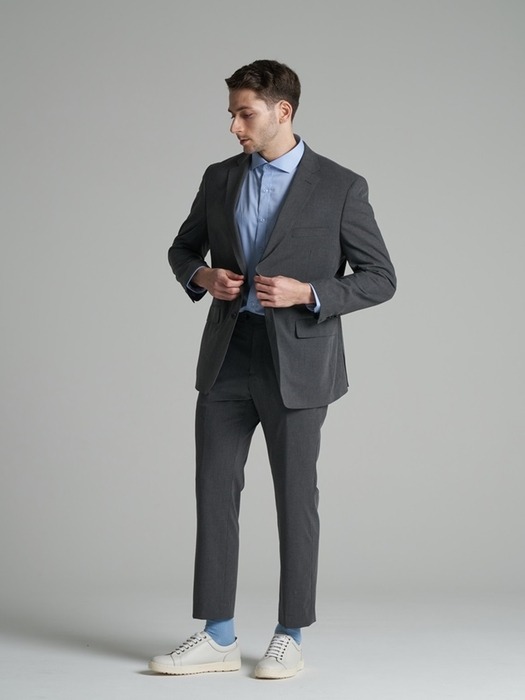 [M~5XL] Tapered Set-up Slacks_gray