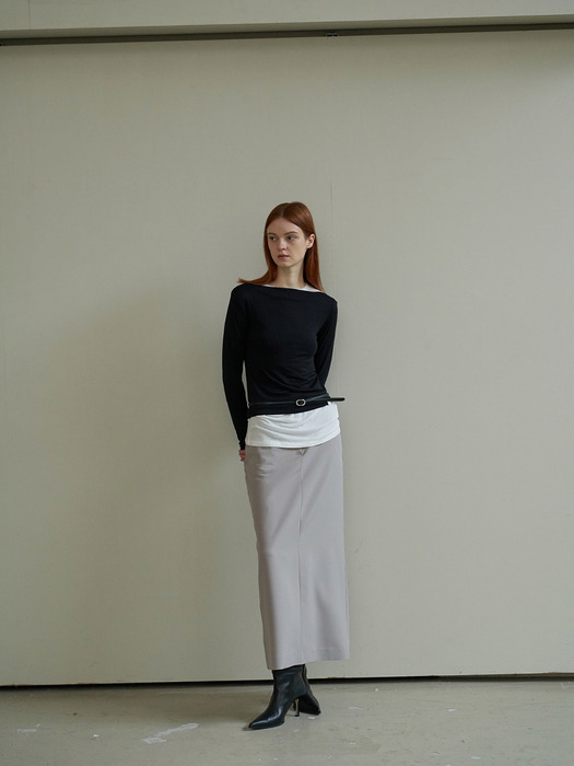 Classic Tailered Maxi Skirt Gray
