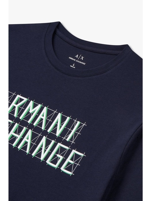 AX 남성 라인 로고 패치 티셔츠-네이비(A414130016)