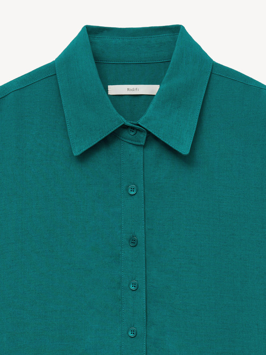 LOOSE-PIT BUTTON SHIRT_BLUEGREEN