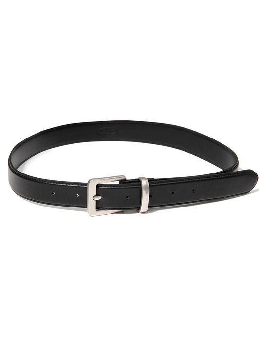 (W) square vintage silver cowhide leather belt (T024_black)