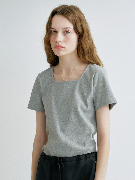 S Square Neck Rib Tshirt_3colors