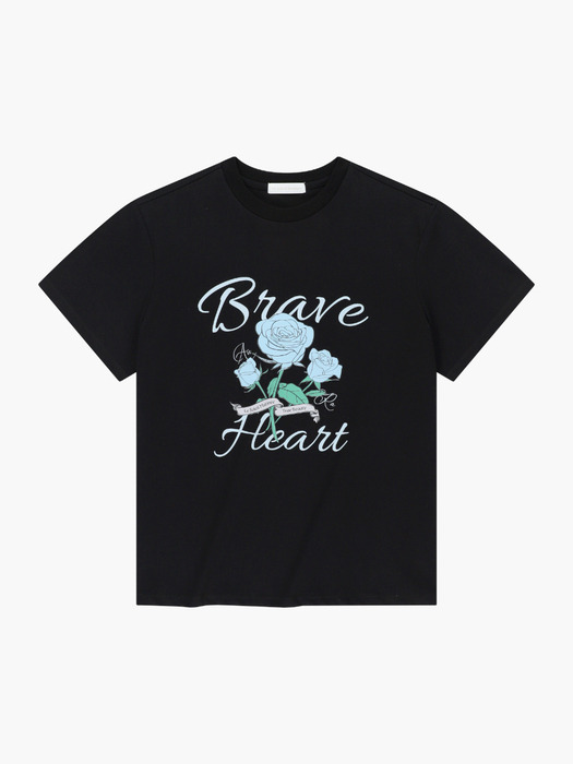 Women Brave Heart Grpahic T-Shirts [BLACK]