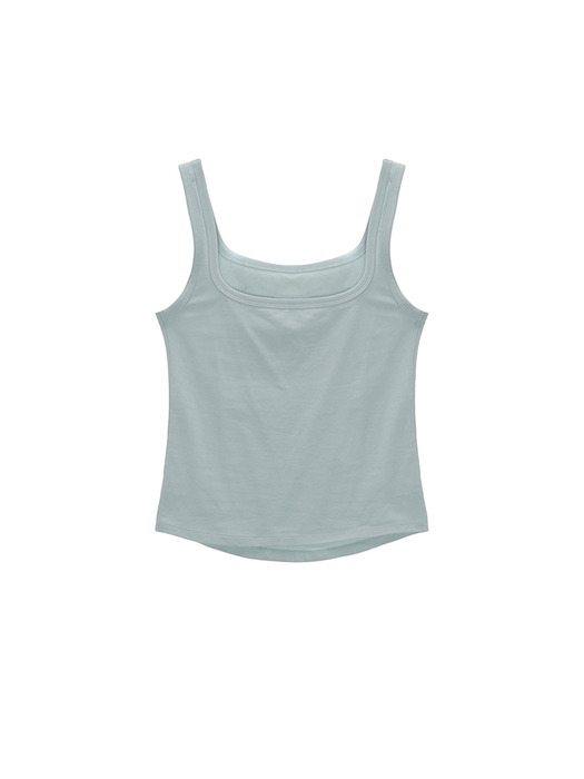 SQUARE NECK SLEEVELESS LOGO TOP IN LIGHT BLUE