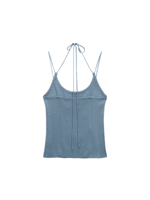 STRAP HALTER NECK KNIT TOP IN SKY