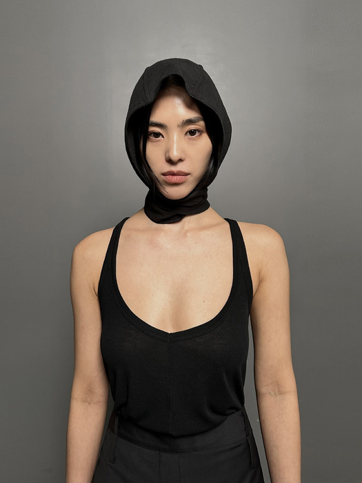 SS24 UNISEX AMU HOODIE SCARF #BLACK