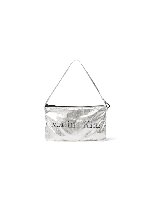 MATIN CRACKED LOGO GLOSSY ECOBAG IN SILVER