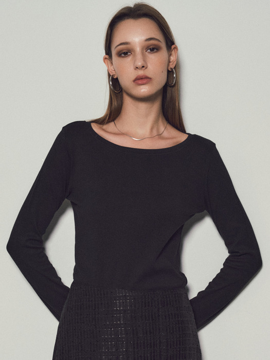 [Assential]Basic Slim Boat Neck T-Shirt_CTT333(2Color)