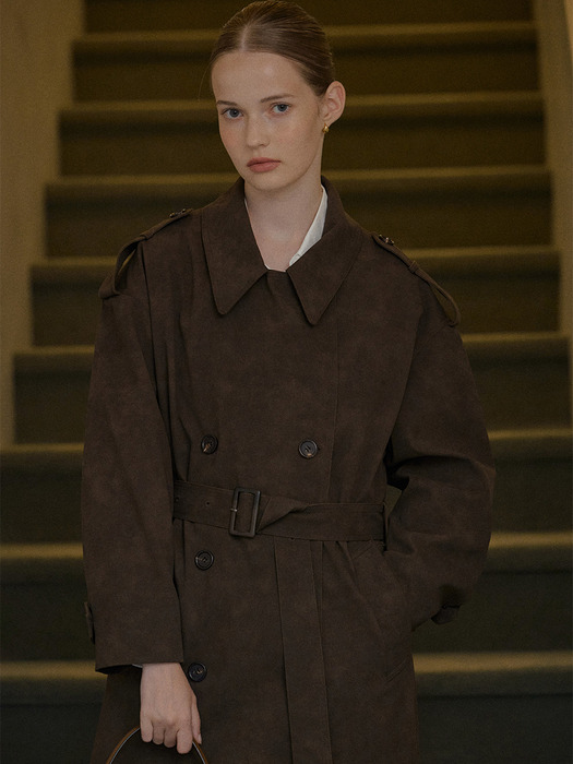 [3차] Suede trench coat (Brown)